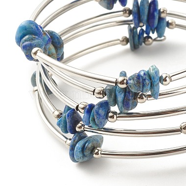 5-boucles de bracelets enroulés de perles de lapis-lazuli naturel pour femme(BJEW-JB01517-10)-4