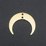 201 Stainless Steel 2-Loop Link Pendants, Laser Cut, Crescent, Golden, 17x20x1mm, Hole: 1.4mm(STAS-N090-LA039-2)