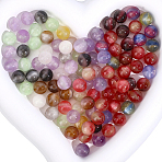 120Pcs Opaque UV Reactive Beads, Color Changing Beads, Round, with Glitter Powder, Mixed Color, 10mm, Hole: 1.6mm(RESI-PA0001-35F)