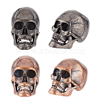 4Pcs 2 Colors Brass European Beads, Large Hole Beads, Skull, Mixed Color, 21x14x20mm, Hole: 6mm, 2pcs/color(FIND-OC0002-70)