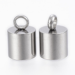 Tarnish Resistant 201 Stainless Steel Cord Ends, End Caps, Column, Stainless Steel Color, 13x9mm, Hole: 2.5mm, Inner Diameter: 8mm(STAS-H410-20P-C)