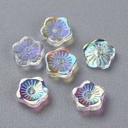 Transparent Glass Beads, Flowers, Mixed Color, 8x3mm, Hole: 1mm(GGLA-M004-02A)