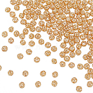 150Pcs Brass Hollow Beads, Long-Lasting Plated, Round, Real 14K Gold Plated, 4mm(KK-HY0001-69)