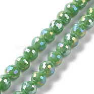 Electroplate Glass Beads Strands, AB Color Plated, Faceted, Round, Lime Green, 7~8mm, Hole: 1.2~1.6mm, about 68~70pcs/strand, 20.08''(51cm)(GLAA-E036-13D)