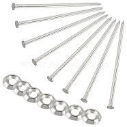 DICOSMETIC 14Pcs 304 Stainless Steel Fisheye Gasket, with 14Pcs 304 Stainless Steel Long Nail Tacks, for Patio Rug Stakes, Stainless Steel Color, 17.5~155x3.5~5.5mm, Hole: 7mm(FIND-DC0001-27)