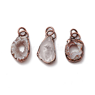 Natural Druzy Agate Pendants, with Red Copper Tone Tin Findings, Lead & Nickel & Cadmium Free, Nuggets, 25~48x12~23x5~7mm(G-M383-20R)