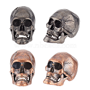 4Pcs 2 Colors Brass European Beads, Large Hole Beads, Skull, Mixed Color, 21x14x20mm, Hole: 6mm, 2pcs/color(FIND-OC0002-70)