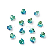 Transparent Glass Beads, Faceted, Heart, Medium Aquamarine, 10x10x7mm, Hole: 1~1.2mm(GLAA-K002-07A-19)
