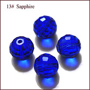 Imitation Austrian Crystal Beads, Grade AAA, Faceted(128 Facets), Round, Blue, 10mm, Hole: 0.9~1mm(SWAR-F073-10mm-13)
