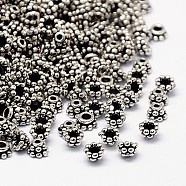 Brass Spacer Beads, Antique Silver, 4x3mm, Hole: 1mm(X-KK-I091-AS)