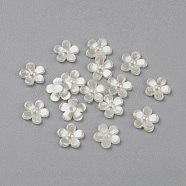 Acrylic Pearl Cabochons, Dyed, Flower, White, 11x2mm(MACR-F028-22)