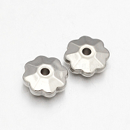 CCB Plastic Bead Spacers, Flower, Platinum, 8x3mm, Hole: 1mm(CCB-J031-43P)