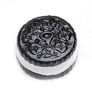 Resin Cabochons, Biscuit, Black, 16x8mm(CRES-T005-43B)