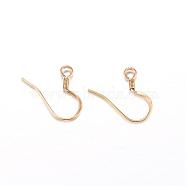Ion Plating(IP) 304 Stainless Steel French Earring Hooks, Flat Earring Hooks, Ear Wire, with Horizontal Loop, Golden, 14x17x2mm, Hole: 2mm, 21 Gauge, Pin: 0.7mm(STAS-N0013-15G)
