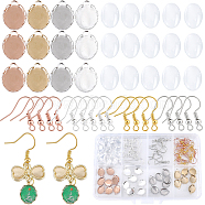DIY Blank Dome Earring Making Kit, Include Oval 304 Stainless Steel Pendant with Tray, Oval Glass Cabochons, Brass Earring Hooks, Mixed Color, 120Pcs/box(DIY-SC0021-61)