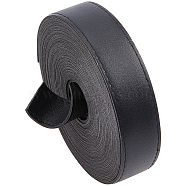 5M Flat Imitation Leather Cord, for Pillow Decor, Black, 25x2mm, about 5.47 Yards(5m)/Roll(LC-GF0001-05C-01)