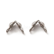 304 Stainless Steel Bead Tips, Calotte Ends, Clamshell Knot Cover, Stainless Steel Color, 4x2.5mm, Hole: 1mm, Inner Diameter: 1.6mm(STAS-L207-22A-P)