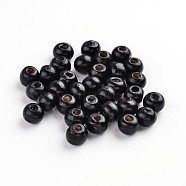 Wood Beads, Lead Free, Round, Dyed, Black, 7x6mm, Hole: 3mm(X-WOOD-S612-7-LF)