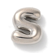 Brass Pendants, Long-Lasting Plated, Platinum, Letter S, 10x8x3.5mm, Hole: 1.4mm(KK-S391-02P-S)