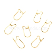 Brass Hoop Earring Findings, Kidney Ear Wire, Long-Lasting Plated, Real 18K Gold Plated, 19x9x4mm, Pin: 0.7mm(KK-F824-009G)