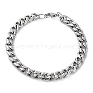 304 Stainless Steel Cuban Link Chain Bracelet for Men Women, Stainless Steel Color, 8-1/8 inch(20.5cm)(BJEW-C048-02P)