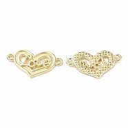 Rack Plating Alloy Connector Charms, Heart Links with Word Love, Lead Free & Cadmium Free & Nickel Free, Light Gold, 17x29.5x2.5mm, Hole: 1.8mm(PALLOY-M203-15LG)