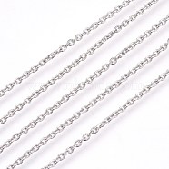 3.28 Feet 304 Stainless Steel Cable Chains, Diamond Cut Chains, Unwelded, Faceted, Oval, Stainless Steel Color, 2mm, Links: 3x2x0.6mm(X-CHS-L017-23A)