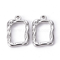 304 Stainless Steel Open Back Bezel Pendants, For DIY UV Resin, Epoxy Resin, Pressed Flower Jewelry, Rectangle, Stainless Steel Color, 21x14x2.5mm, Hole: 1.6mm(STAS-T052-20P)