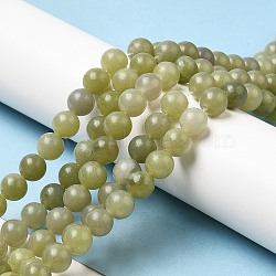 Natural Green Jade Beads Strands, Round, 6mm, Hole: 1mm, about 60~62pcs/strand, 14.96''(38cm)(G-K340-A02-01)