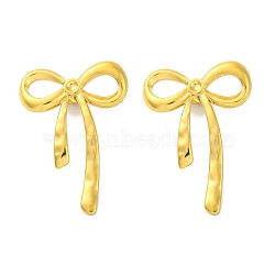 Ion Plating(IP) 304 Stainless Steel Bowknot Stud Earrings, Real 18K Gold Plated, 39x28mm(X-EJEW-D281-03G)