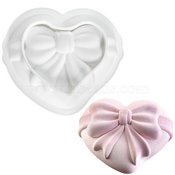 Food Grade Heart with Bowknot Mousse Cake Silicone Molds, Bake Tools, White, 165x175x60mm(SIMO-PW0001-003A)
