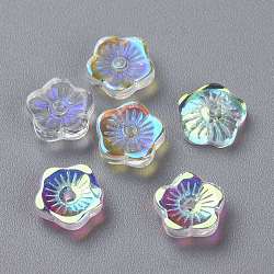 Transparent Glass Beads, Flowers, Mixed Color, 8x3mm, Hole: 1mm(GGLA-M004-02A)