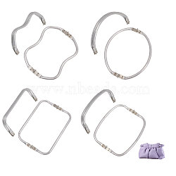 4Pcs 4 Style Aluminum Tube Bag Frames, with Iron Findings, Mixed Shapes, Platinum & Silver, 9.2~24.4x11.3~25x2cm, 1pc/style(FIND-CA0008-11)