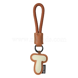 PU Leather Letter Pendant Decoration, for Bag Ornaments, Letter T, 200mm(HJEW-YWC0002-001T)
