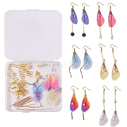 DIY Jewelry Earring Making, including Fibre Tulle Pendants, Brass & Iron & 304 Stainless Steel Earring Findings, Acrylic Beads, ABS Plastic Imitation Pearl Round Beads, Golden, 11x7.5x4mm, Hole: 0.5mm(DIY-CJ0001-50)