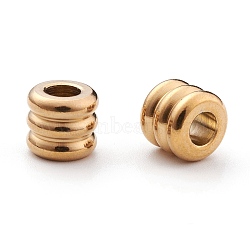 304 Stainless Steel European Beads, Ion Plating (IP), Large Hole Beads, Column, Real 18K Gold Plated, 9x8mm, Hole: 4.5mm(STAS-E039-37)