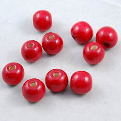 Dyed Maplewood Beads, Round, Red, 19x20mm, Hole: 5mm, 100pcs/bag(WOOD-TAC0007-03)