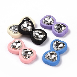 Acrylic Cabochon, with Acrylic Rhinestone, Bowknot, Mixed Color, 22.5x41.5x8mm(X-OACR-E008-09)