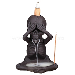 Ceramic Skull Backflow Incense Burner Smoke Waterfall Incense Holder, Creative Halloween Aromatherapy Burner Ornament Home Decor, 88.5x68x116.5mm, Hole: 4mm(JX839A)