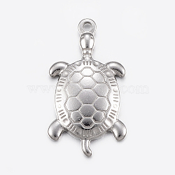 304 Stainless Steel Pendants, Tortoise, Stainless Steel Color, 31x17x3mm, Hole: 2mm(STAS-E421-070P)