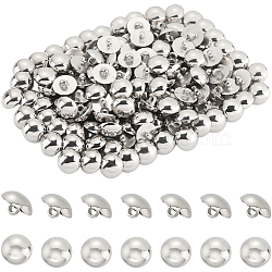 150Pcs 1-Hole Plating Acrylic Shank Buttons, Half Round/Dome Buttons, Platinum, 18x11.5mm, Hole: 3.5mm(BUTT-CY0001-01P)
