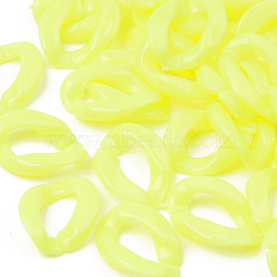 Opaque Acrylic Linking Rings, Quick Link Connectors, For Jewelry Curb Chains Making, Twist, Yellow, 13.5x10x2.5mm, Inner Diameter: 8x4mm(OACR-S038-005A-A07)