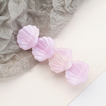 Shell Shape Cellulose Acetate Alligator Hair Clips, Hair Accessories for Girls, Pearl Pink, 72x23x25mm