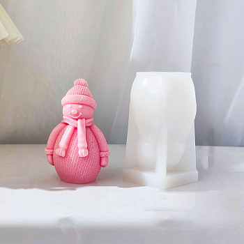 DIY Christmas Theme Silicone 3D Statue Candle Molds, for Portrait Sculpture Scented Candle Making, Snowman, 7x10.5cm