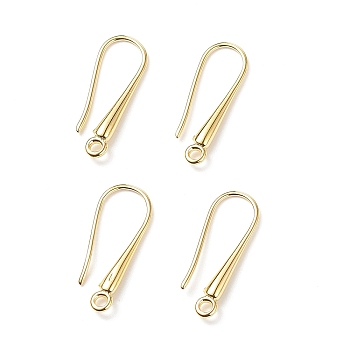 Eco-Friendly Brass Earring Hooks Findings, Cadmium Free & Nickel Free & Lead Free, Golden, 21x9x2.3~2.8mm, Hole: 1.5mm, 20 Gauge, Pin: 0.8mm