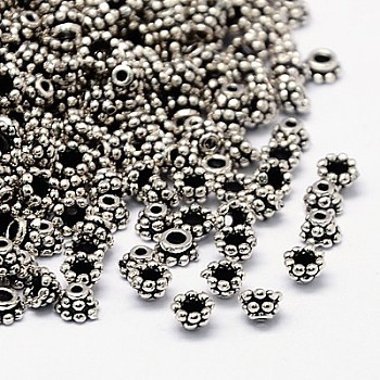 Brass Spacer Beads, Antique Silver, 4x3mm, Hole: 1mm