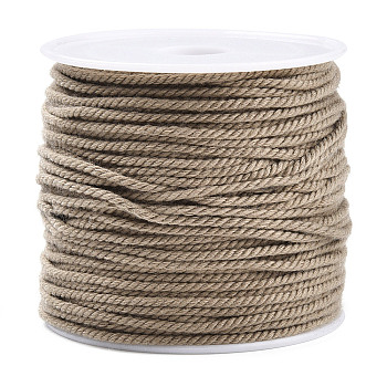 Cotton Braid Thread, with Spool, Round, Dark Khaki, 1.2mm, about 21.87 Yards(20m)/Roll