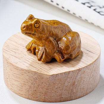 Natural Jade Carved Healing Frog Figurines, Reiki Energy Stone Display Decorations, 37x32x25mm