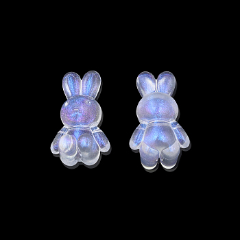Transparent Acrylic Beads, with Glitter Powder, Rabbit, Clear, 24.5x14.5x11mm, Hole: 2.5mm, about 30pcs/50g