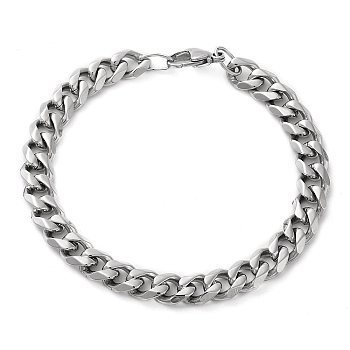 304 Stainless Steel Cuban Link Chain Bracelet for Men Women, Stainless Steel Color, 8-1/8 inch(20.5cm)